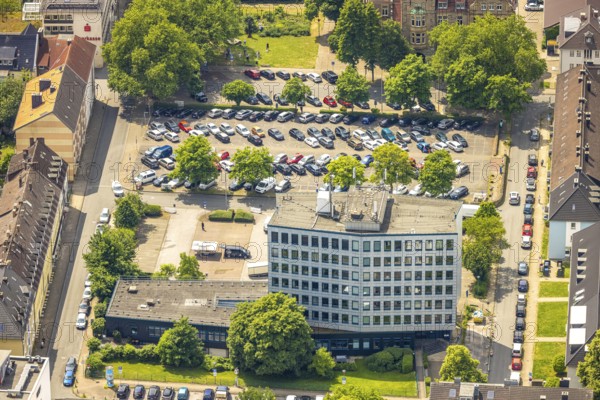 Aerial photo, tax office and car park, Hattingen, Ruhr area, North Rhine-Westphalia, Germany,