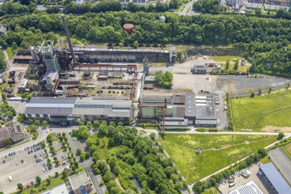 Aerial view, LWL-Museum Henrichshütte and former blast furnace, Hattingen, Ruhr area, North