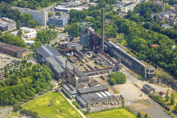 Aerial view, LWL-Museum Henrichshütte and former blast furnace, Hattingen, Ruhr area, North