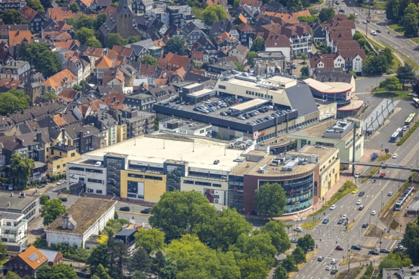 Aerial view, Reschop-Carre shopping centre with Saturn and Kaufland supermarket, Hattingen, Ruhr