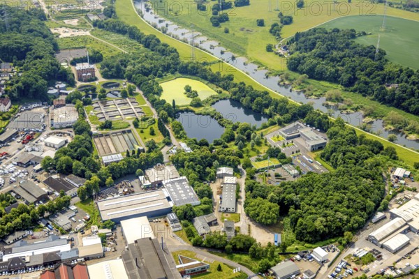 Aerial view, waterworks sewage treatment plant Hattingen (Ruhrverband), Stadtwerke Hattingen,
