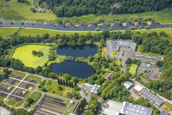 Aerial view, waterworks sewage treatment plant Hattingen (Ruhrverband), Stadtwerke Hattingen,