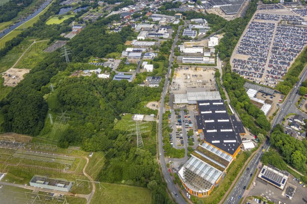 Aerial view, commercial area Beuler Höhe and commercial area Nierenhofer Straße, former O&K site