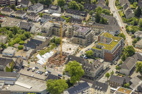 Aerial view, retirement home Domizil Heiligenhaus am Südring, construction site Frankenstraße