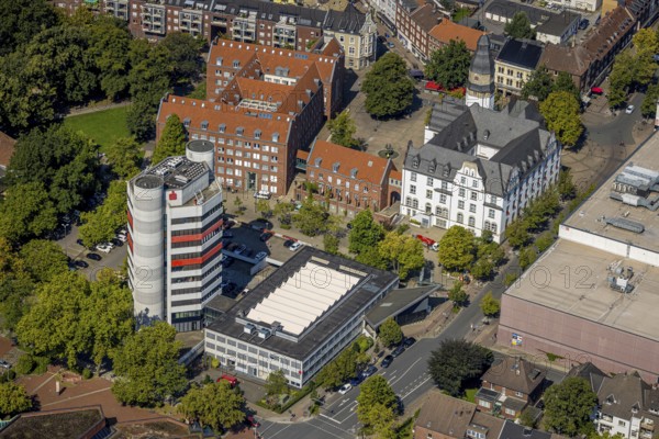 Aerial view, high-rise building Stadtsparkasse Gladbeck - head office, city administration town