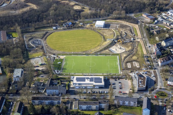 Aerial view, redesign of SportPark Mottbruch, sports park and leisure park, pump track facility and