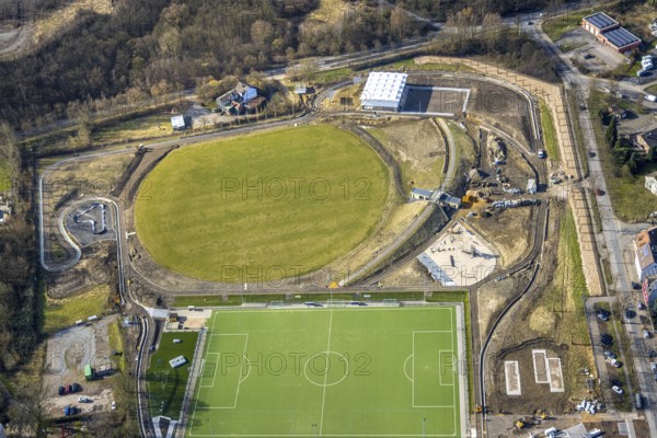 Aerial view, redesign of SportPark Mottbruch, sports park and leisure park, pump track facility and