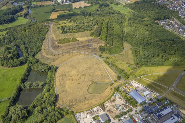 Aerial view, Radbod spoil tip with spoil tip sign, spoil tip, Bockum-Hövel, Hamm, Ruhr area, North