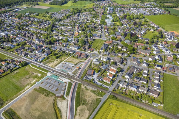 Aerial view, planned local transport connection with stop in Westtünnen, construction site at