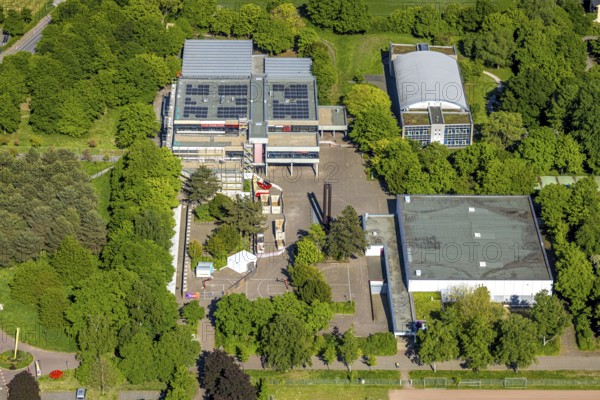 Aerial view, Freiherr-vom-Stein-Gymnasium with building site, Uentrop, Hamm, Ruhr area, North