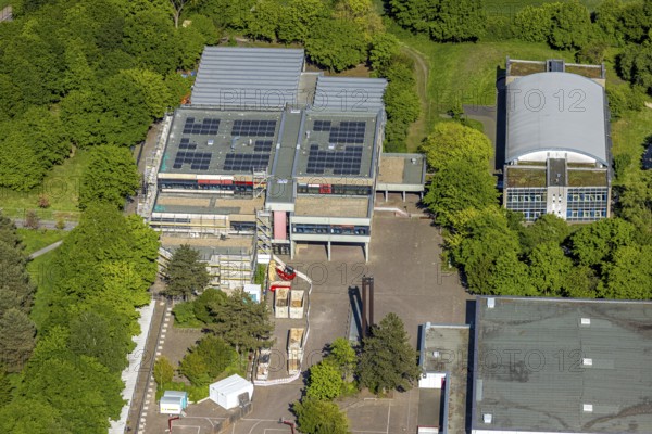 Aerial view, Freiherr-vom-Stein-Gymnasium with building site, Uentrop, Hamm, Ruhr area, North