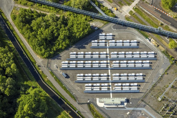 Aerial view, battery storage site of RWE power plant Westfalen, Uentrop, Hamm, Ruhr area, North
