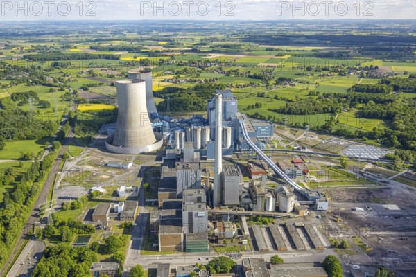 Aerial photo, RWE power plant Westfalen, Lippborg, Lippetal, Ruhr area, North Rhine-Westphalia,