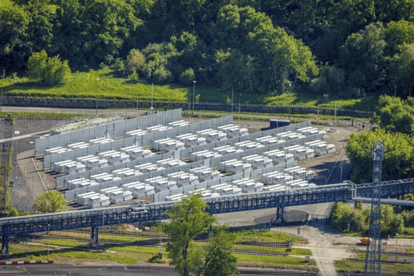 Aerial view, battery storage site of RWE power plant Westfalen, Uentrop, Hamm, Ruhr area, North