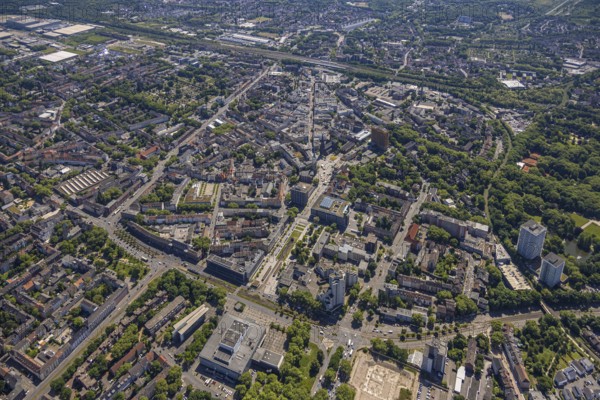 Aerial view, city centre with Ebertstraße, Hans-Sachs-Haus and Heinrich-König-Platz, main station