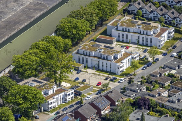 Aerial view, Schützenstraße development area, green roof, Hamm, Ruhr area, North Rhine-Westphalia,