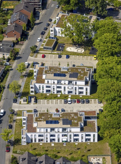 Aerial view, Schützenstraße development area, green roof, Hamm, Ruhr area, North Rhine-Westphalia,