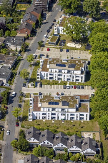 Aerial view, Schützenstraße development area, green roof, Hamm, Ruhr area, North Rhine-Westphalia,