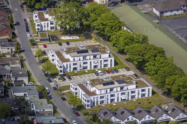 Aerial view, Schützenstraße development area, green roof, Hamm, Ruhr area, North Rhine-Westphalia,