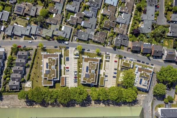 Aerial view, Schützenstraße development area, green roof, Hamm, Ruhr area, North Rhine-Westphalia,