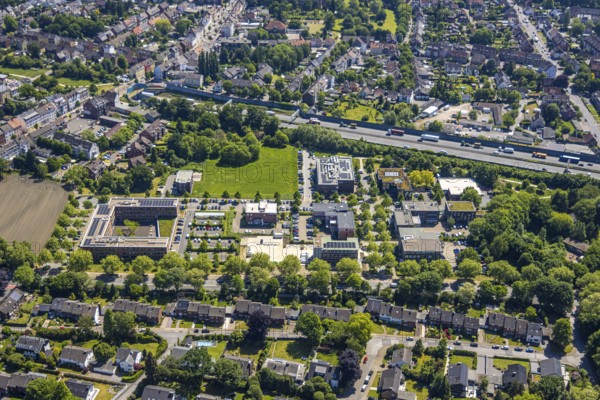Aerial view, Schloss Berge office park with Gelsenkirchen tax office, Ludwig-Erhard-Straße