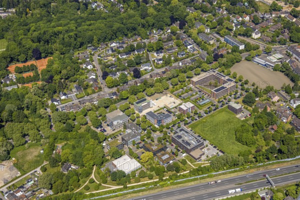 Aerial view, Schloss Berge office park with Gelsenkirchen tax office, Ludwig-Erhard-Straße