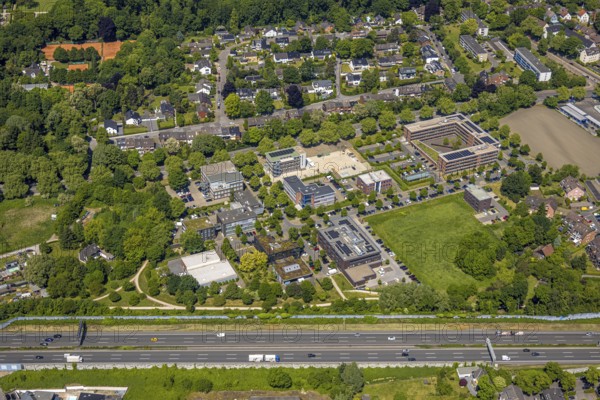 Aerial view, Schloss Berge office park with Gelsenkirchen tax office, Ludwig-Erhard-Straße