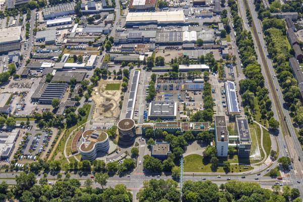 Aerial photo, Gelsenwasser AG Campus, water supply company, Erle, Gelsenkirchen, Ruhr area, North