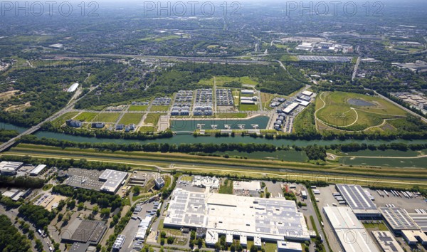 Aerial view, Graf Bismarck Johannes-Rau-Allee neighbourhood, residential complex and Stölting