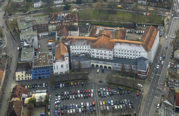 Aerial view, Johanniter-Kliniken Hamm general hospital, Santa-Monica-Platz car park Königstraße car