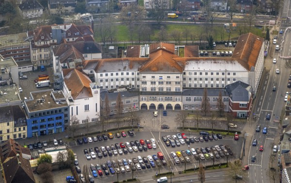 Aerial view, Johanniter-Kliniken Hamm general hospital, Santa-Monica-Platz car park Königstraße car