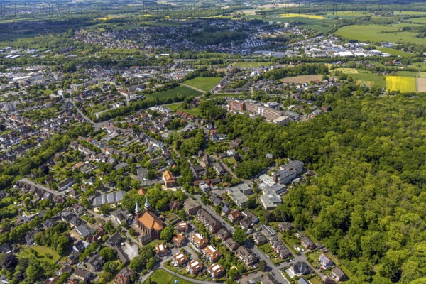 Aerial view, residential area with St. Stephanus Church, St. Stephanus retirement home and St.