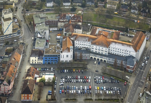 Aerial view, Johanniter-Kliniken Hamm general hospital, Santa-Monica-Platz car park Königstraße car