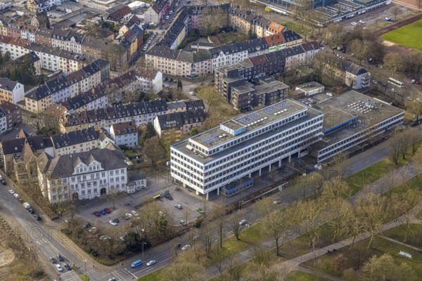 Aerial view, vocational college for technology and design, educational institution, Gelsenkirchen