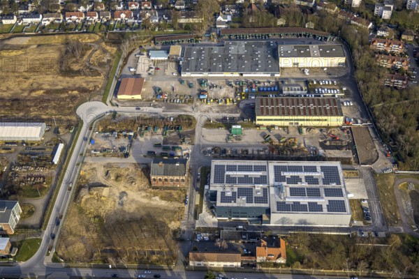 Aerial view, industrial estate Bergmannsglückstraße, site of the former Bergmannsglück colliery on