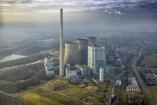 Aerial view, RWE Generation SE Gersteinwerk power plant, part of building construction site with