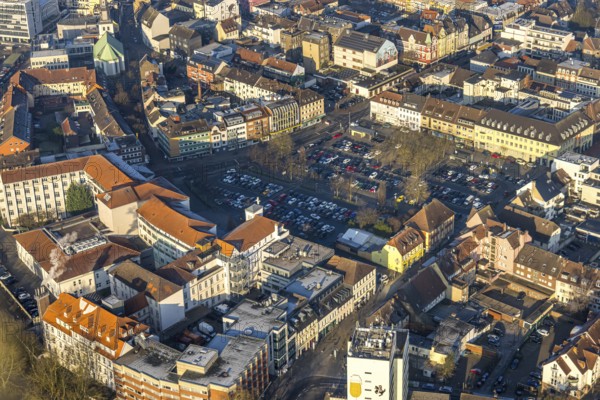 Aerial view, Santa-Monica-Platz car park, Königstraße car park with residential and commercial