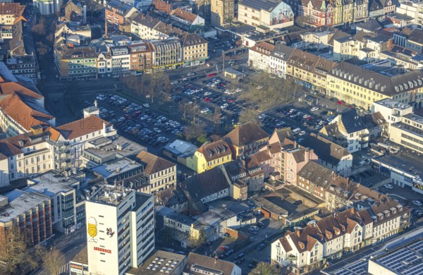 Aerial view, Santa-Monica-Platz car park, Königstraße car park with residential and commercial