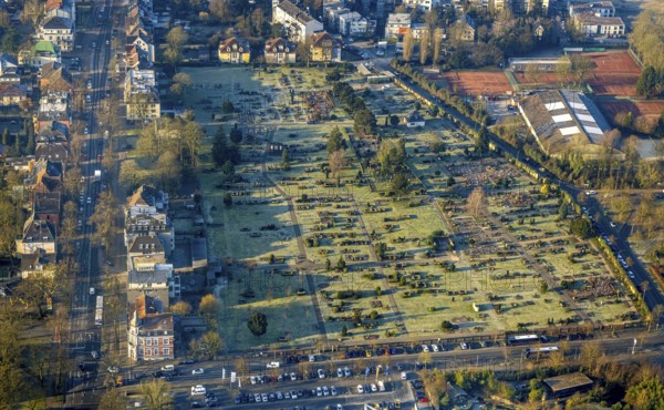 Aerial view, Protestant East Cemetery and Jewish Cemetery, Centre, Hamm, Ruhr Area, North
