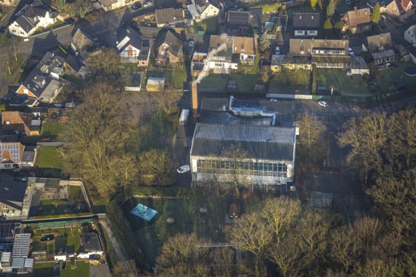 Aerial view, Sport-Aquarium Bockum Hövel, indoor and outdoor swimming pool, Bockum-Hövel, Hamm,