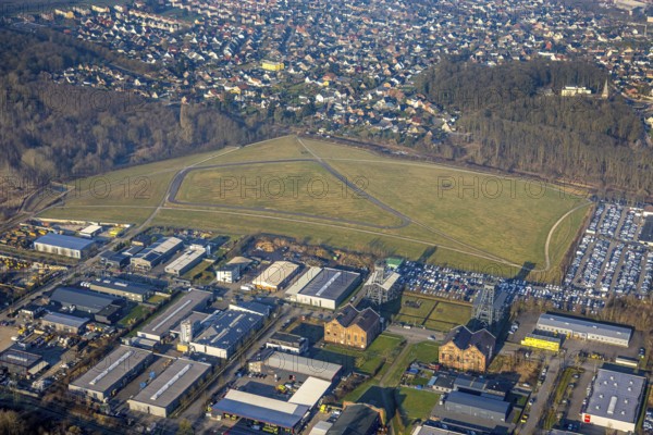 Aerial view, Radbod road bike and roller sports training track, part of the Lippe Park, former