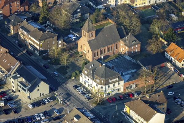Aerial view, Roman Catholic Herz-Jesu-Kirche on Hammer Straße, Bockum-Hövel, Hamm, Ruhr area, North