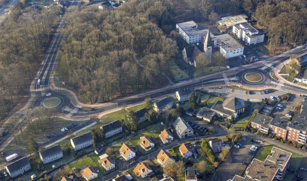 Aerial view, on the left new roundabout Hammer Straße and Bülowstraße, new roundabout Hammer Straße