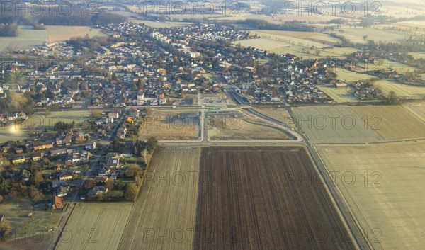 Aerial view, planned local transport connection with stop in Westtünnen, Südfeldweg, construction