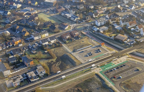 Aerial view, planned local transport connection with stop in Westtünnen, construction site on