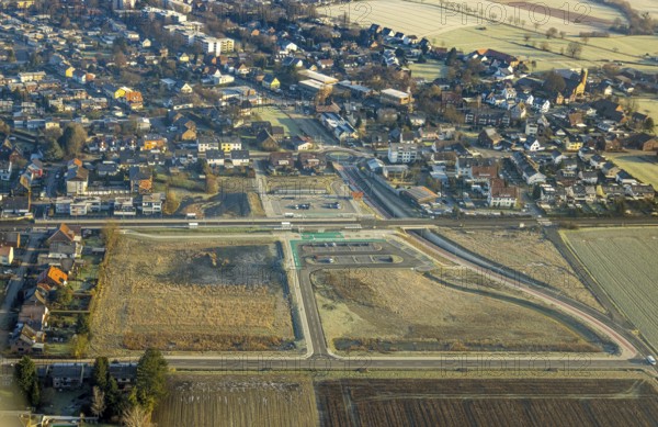 Aerial view, planned local transport connection with stop in Westtünnen, construction site on