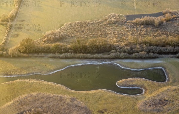 Aerial view, Old branch of the Lippe, nature reserve at Oberwerries Castle, Lippe floodplain at