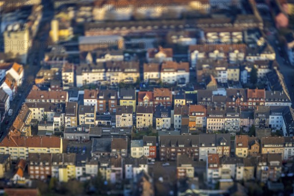 ATTENTION Photos with partial blurring caused by tilt technique on the lens side, aerial view,
