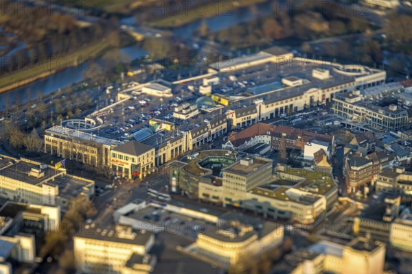 ATTENTION Photos with partial blurring caused by tilt technique on the lens side, aerial view,