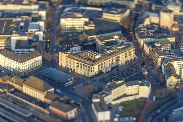 ATTENTION Photos with partial blurring caused by tilt technique on the lens side, aerial view,
